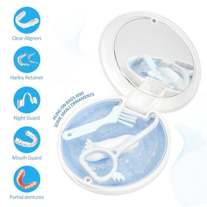 Orthodontic Retainer Case Aligner Mouth Guard Storage Box,White Blue - color: White Blue