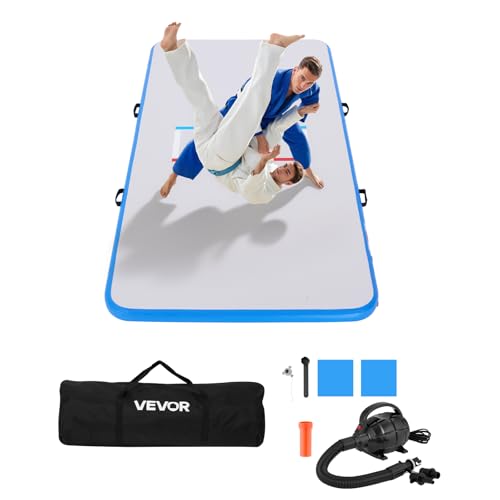 VEVOR Wrestling Mat, Martial Arts Thick Mat for Home Gym Exercise, PVC or Inflatable Training Mats with Circles,for Gymnastics, Tatami, Jiu Jitsu BJJ MMA Judo, Black - color: Blue Inflatable, size: 10*5ft