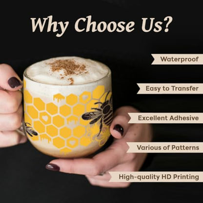 UV DTF Cup Wraps Transfer Stickers Bee with Gnome and Sunflower Pattern, 10 Sheets Waterproof Custom Vinyl Transfer Sticker 16oz Coffee Glass Cup Tumbler Bottle Mug Decals for Men Women - style: Bee with Gnome and Sunflower