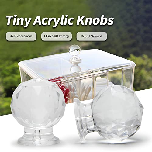 6Pcs Tiny Pull Handle Round Acrylic Pull Knob Small Size Transparent 2.1x1.7x1.4cm(LxWxH) Need Glue to use - color: Round diamond handle, size: 6 Pieces