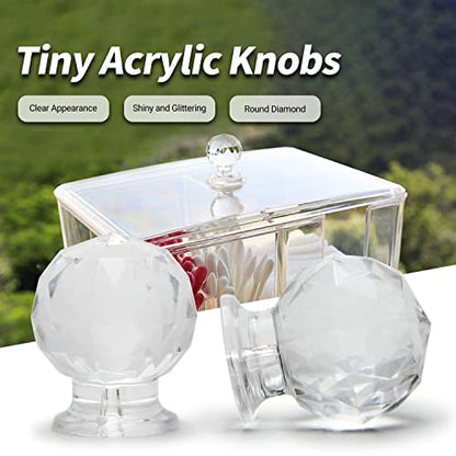 6Pcs Tiny Pull Handle Round Acrylic Pull Knob Small Size Transparent 2.1x1.7x1.4cm(LxWxH) Need Glue to use - color: Round diamond handle, size: 6 Pieces