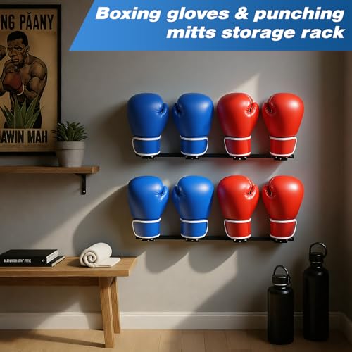 2 Sets Boxing Glove Storage Rack Wall Mount Dryer Holds 4 Pairs Boxing Glove Storage Garage Organizer Holder for Gym Home Training Room Shopping Center