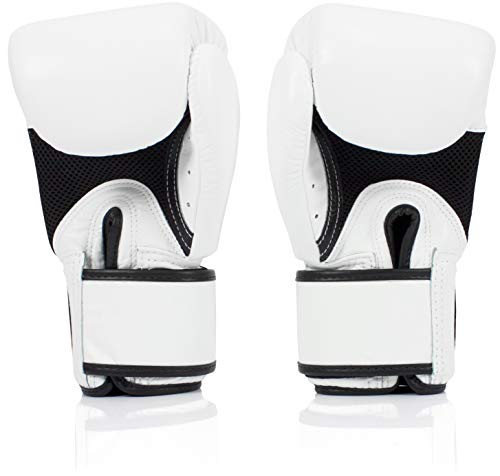 Fairtex BGV1BR Breathable Boxing Gloves, Lightweight Shock Absorbent Gear - color: White, size: 14 oz