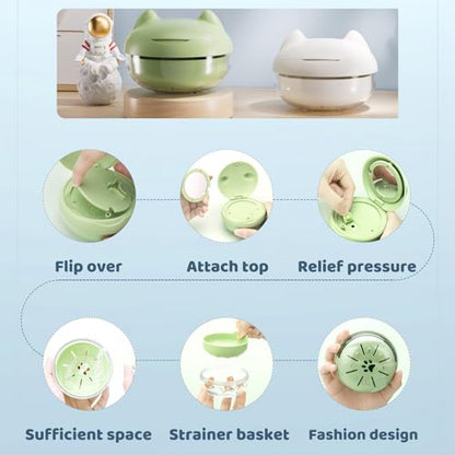 Retainer Case Denture Bath Case Basket Mirror Leak-proof Green Cat - color: Green Cat