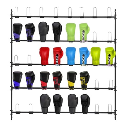 Boxing Glove Storage Rack, 5 Tiers Wall-Mounted Boxing Glove Holder with Hooks, Boxing Glove Organizer for Gym, Home, Boxing Training Room, Holds 20 Pairs