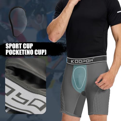KOOPOW Men Adult Compression Padded Sliding Shorts Pants Baseball Slider - color: Grey, size: Medium