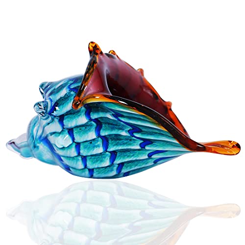 Hand Blown Glass Conch Figurines Ornament,Sea Animal Ornament for Home Decor,Sea Animals Collection for Birthday Gift,Glass Seashell - color: Conch