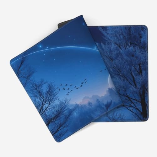 XXL Gaming Mouse Pad 35.4 x 15.7 Inch, Large Desk Mousepad with Blue Meteor Design, Water-Resistant, Stitched Edges, Non-Slip Rubber Base Desk Mat - color: Blue Meteor
