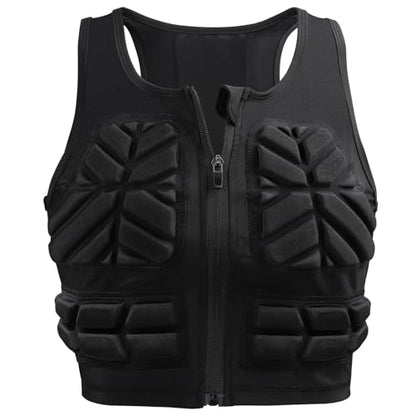 Women Padded Compression Vest, Impact Vest for Women, Chest Breast Rib Protection Vest for Sports, Karate, Football, Basketball - size: Large, style: Impact Padded Zipper Vest