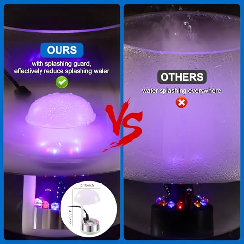 WINTS Mist Maker,12 LED Mister Fogger Water Fountain Pond Fog Machine Atomizer Air Humidifier, Fountain Mister Fogger with Splashing Guard Perfect for Fountain Pond Halloween (Sliver) - color: Sliver