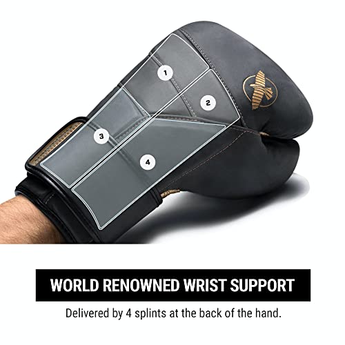 Hayabusa T3 LX Leather Boxing Gloves | Leather Boxing Gloves, Training Gloves Men and Women, Sparring Gloves, Heavy Bag Gloves, 16oz Boxing Gloves, Muay Thai Gloves - color: Obsidian/Gold, size: 14oz