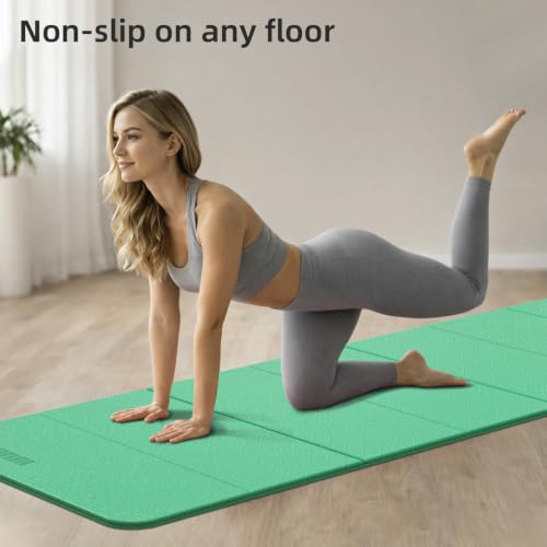 Yoga Mat Thick 10mm, Foldable Yoga Mat 75 x 26 x 0.4 Inches - color: Green