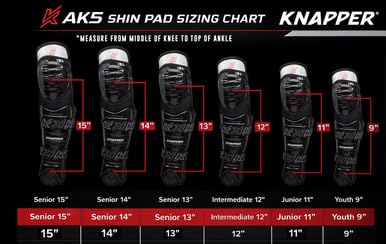 Ball Hockey Protective Gear | AK5 SHIN Guard | KNAPPER - color: Red, size: 14