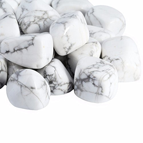 Rockcloud 1 lb Tumbled Polished Stones Gemstone Supplies for Wicca,Reiki,Healing Crystal,White Howlite Turquoise - color: White