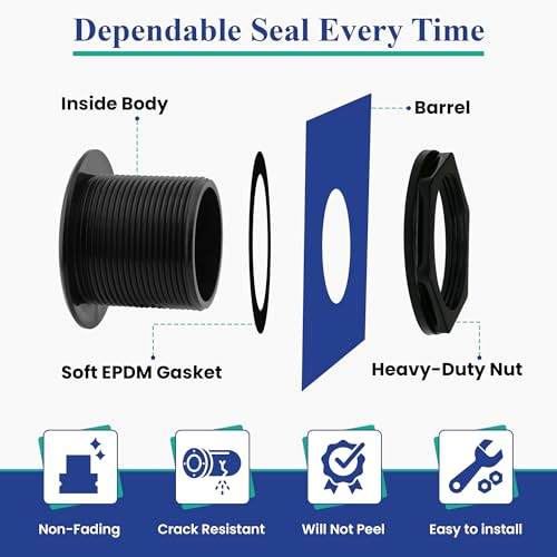 2 Inch Bulkhead Fitting 8 Pack, Heavy Duty Slip x Slip Tank Adapter, Durable Water Tank Connector for Aquariums, Rain Barrels, Hydroponics, Reservoirs, Ponds & Irrigation Systems - size: Pack of 8