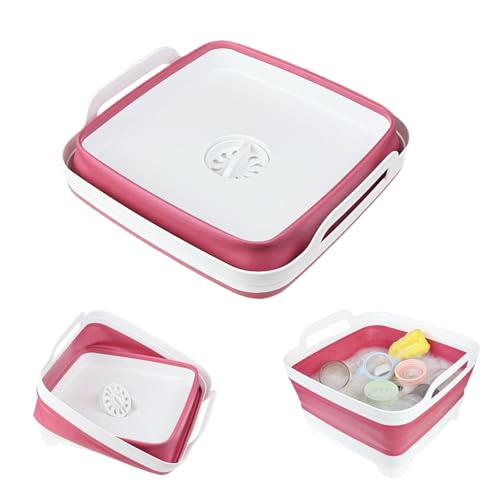 Collapsible Wash Basin for Baby Bottles - 2.4 Gallons Portable Dish Basin for RV Camping Sink, Space-Saving Dish Tub For Bottle Washing (Viva Magenta) - color: Viva Magenta