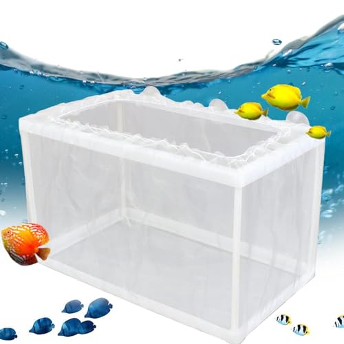 Aquarium Breeding Box - Mesh Box Fish Breeding Tanks, Aquarium Breeder Box, Fish Fry Hatchery, Juvenile Separation Net with Suction Cups, Nursery for Guppy Shrimp