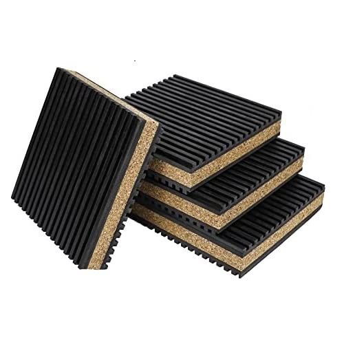 Easyflex Anti Vibration Rubber Pads, Cork Sandwich Vibration Isolation Pad for Chillers, HVAC, Air Compressor, Washer and Dryer, Air Conditioner Units, Pack of 4 (3" x 3" x 7/8")