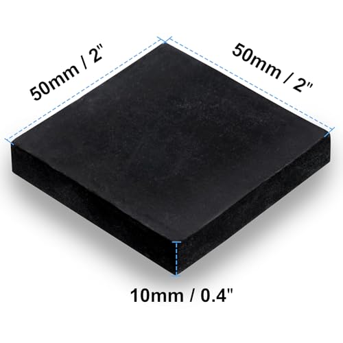 Rubber Blocks Anti-Vibration Hard Pads 2"/ 50mm Square Non-Slip Vibration Damping Mats for HVAC Air Compressor AC Units - 4 PCS 2" x 2" x 0.4" (10mm TH) - size: 0.4"/ 10mm Thickness