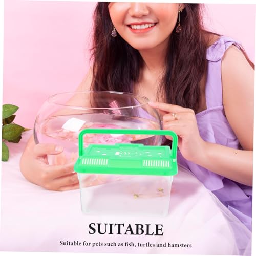 BESTonZON Portable Handheld Aquarium for Betta Fish and Turtles Clear Transport Box for Small Aquatic Pets Sturdy Material Easy Pet Travel and Observation