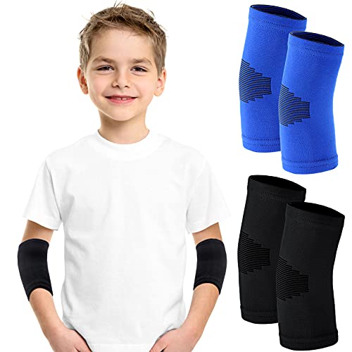 Kasyat 2 Pairs Kids Elbow Compression Sleeves Brace for Gym, Medium, Sports | Knit Breathable, Joint Support in Weight Lifting Basketball, Boys Girls Teen Athletic Arm Sleeve, Reduces Strain - size: Medium