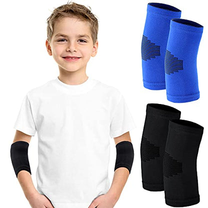 Kasyat 2 Pairs Kids Elbow Compression Sleeves Brace for Gym, Medium, Sports | Knit Breathable, Joint Support in Weight Lifting Basketball, Boys Girls Teen Athletic Arm Sleeve, Reduces Strain - size: Medium