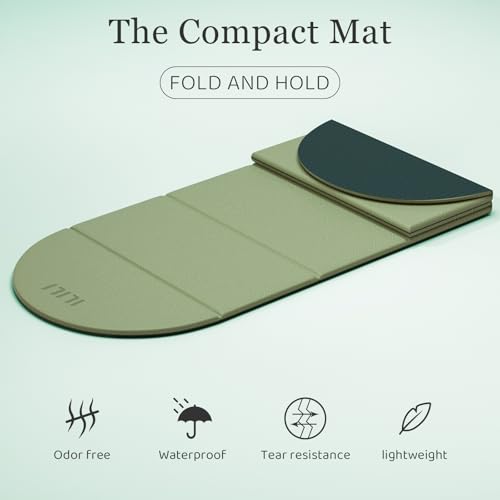 ILILI Foldable Yoga Mat, 10mm Thick, 75x26 Inch Extra Long, Exercise Mat - color: Grass Green+Dark Green