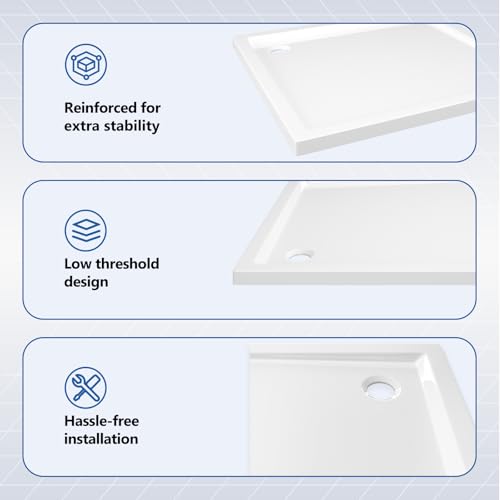 vidaXL Square ABS Shower Base Tray Home Indoor Bath Bathroom Hardware Fixture Part Plumbing Low Threshold Shower Tray Bath Pan Base White - color: White, size: 31.5" x 31.5"