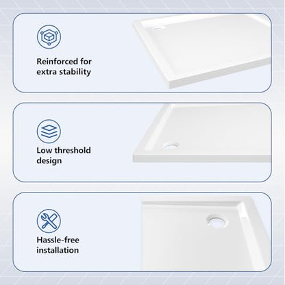 vidaXL Square ABS Shower Base Tray Home Indoor Bath Bathroom Hardware Fixture Part Plumbing Low Threshold Shower Tray Bath Pan Base White - color: White, size: 31.5" x 31.5"