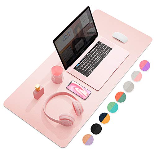 YSAGi Multifunctional Office Desk Pad, Ultra Thin Waterproof PU Leather Desk Mat, Dual Use Desk Writing Mat for Office/Home (35.4" x 17", Pink) - color: Pink, size: 35.4" x 17"