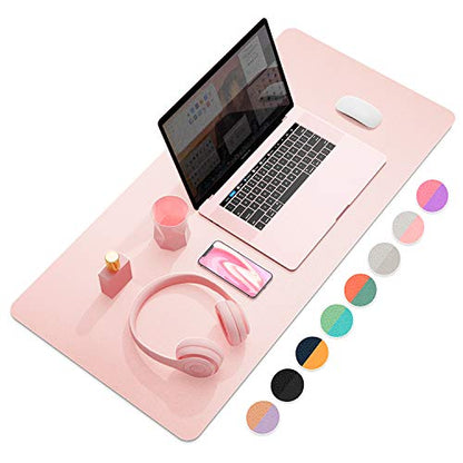 YSAGi Multifunctional Office Desk Pad, Ultra Thin Waterproof PU Leather Desk Mat, Dual Use Desk Writing Mat for Office/Home (35.4" x 17", Pink) - color: Pink, size: 35.4" x 17"