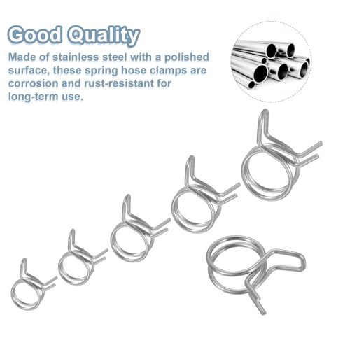 uxcell 25Pcs 19mm/0.75inch Inner Dia Double Wire Spring Hose Clamp, Stainless Steel Adjustable Spring Clips for Hose Fuel Line Silicone Tube Water Pipe Air Pipe