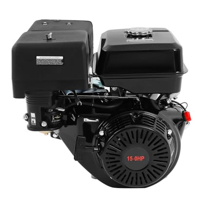 15HP 4-Stroke Gas Engine 420cc OHV Single Cylinder 9700W Max Power 3600rpm Air Cooling Hand Pull Start Low Fuel Consumption with 1.43gal Fuel Tank & Oil Alarm for Compressor, Lawnmower, Go Kar