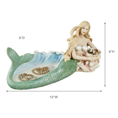 Touch of Class Aristelle Mermaid Accent - Green Tailed Keeper of Soap or Rings - Bathroom Accessory - Convenient Sink Holder - Perfect Decor for En Suite, Kitchen Counter