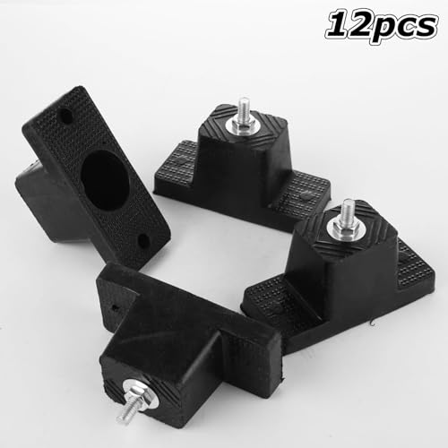 12 Pack Rubber Vibration Isolator Mounting Bracket with 12pcs Rubber Pads, Anti Vibration Pads Rubber Vibration Isolator Pad, Rubber Air Conditioner Mounting Pads