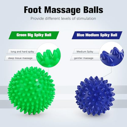 Maliton Massage Ball Set - 3 in 1 - with Foot Roller & Spiky Balls
