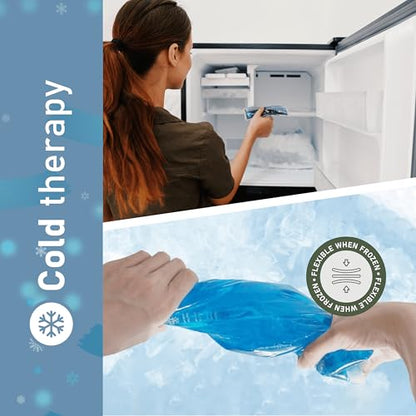 Flexible Cold Gel Ice Pack Reusable, 9.5" x 4.5", 4 Pack | Soft gel ice pack for injuries reusable, recovery, leak-proof, medical grade knee, back, neck, wrist, hand, elbow - style: Cold