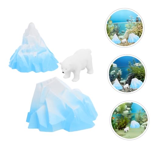 BESTonZON 3pcs Realistic Underwater Mountain Decoration for Aquariums Educational Polar Figurines for Durable Water Resistant Design