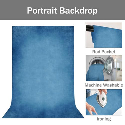 Blue Photography Backdrops for Photoshoot, Vintage Abstract Portrait Photo Backdrop, Photo Booth Props 6x9ft