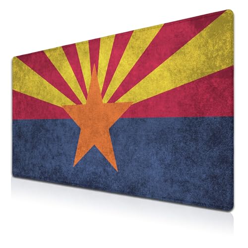 Gaming Desk Mat - Yellow Modern Mouse Pad, Extra Large Non-Slip Rubber Base, 35.4" X 15.7" for Work, Game, Office, Home - Arizona State Flag - color: Arizona State Flag
