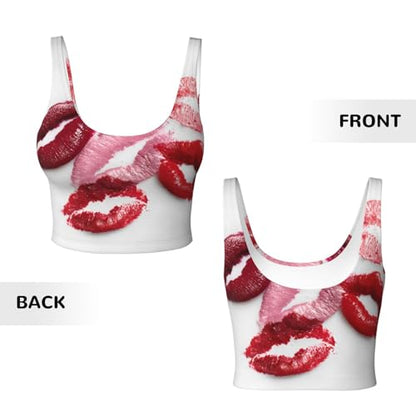 Lipstick Display Printed Women's Sports Tank top with Removable Chest Pads for Fitness