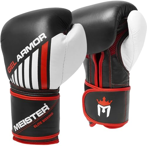 Meister Gel Armor 16oz Boxing Training Gloves w/Cowhide Leather + Mesh Bag