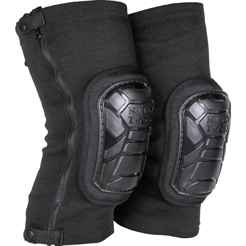 Klein Tools 60850 Tough-Flex Knee Sleeves for Work, Construction, Low-Profile Sleeve with Zipper, Gel-Like Foam, Black, XL/XXL - size: XL/XXL