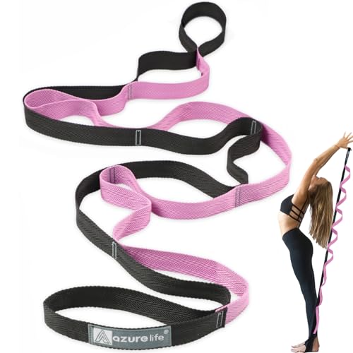 A AZURELIFE Premium Durable Stretch Straps with Loops, Stretching Strap for Physical Therapy, Multi-Loop Yoga Strap Fitness Exercise Strap for Yoga, Pilates, Dance, Flexibility&Exercise - color: #1-Purple