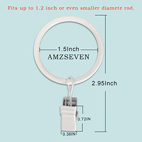 40 Pack Metal Curtain Rings with Clips, Drapery Clips Hooks, Decorative Curtain Rod Clips 1.5 in Interior Diameter, Rustproof White