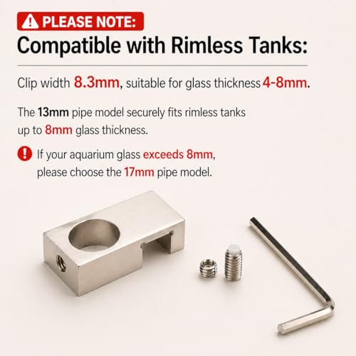 Pro 13mm Precision-Engineered Stainless Steel Lily Pipe Outflow with Integrated Surface Skimmer, Controlled Flow for Rimless Planted Aquariums & Canister Filters, Fits 1/2" ID (12/16mm) Hose