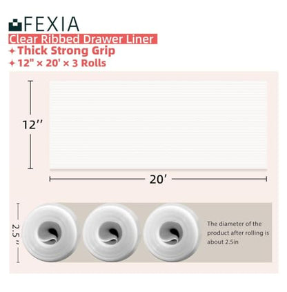 3 Rolls Shelf Liners for Kitchen Cabinets Non-Slip Drawer Liner 12 Inches x 20 FT Waterproof & Oil-Proof Non Adhesive Durable Material Fridge Liner for Shelves - size: 12"W x 720"L
