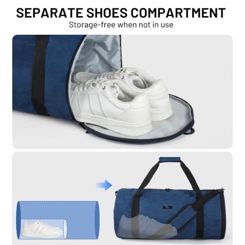 MIER Medium Gym Duffle Bag with Shoe Compartment & Wet Pocket, 35L, Navy - color: navy blue, size: 35L