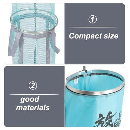 DOITOOL Folding Fishing Storage Net Nano Nylon Wear-Resist Fish Catcher Net 25x1.5m Double Ring for Outdoor Saltwater and Freshwater Fishing
