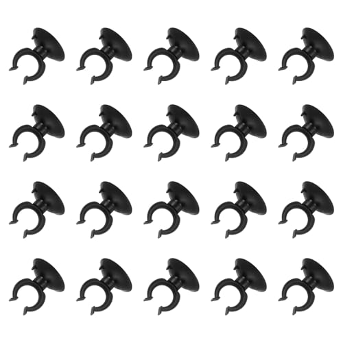 uxcell 20Pcs Aquarium Suction Cup Clips, 17mm Airline Tube Holders Clamps Cup Holder Sucker Tube Sucker for ID Airline Tubing Fish Tank, Black